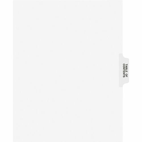 Table of Contents Tabs, Side Tab, 11" x 8-1/2", White/Black