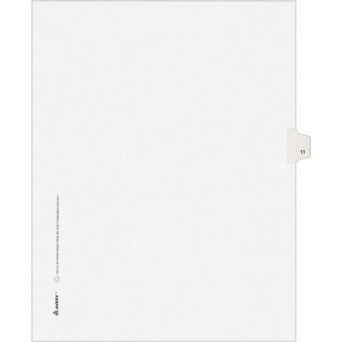Numeric Divider, "11", Side Tab, 8-1/2"x11", White 25/PK