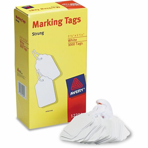 Marking Tags, Strung, 2-3/4"x1-11/16", White 1000/BX