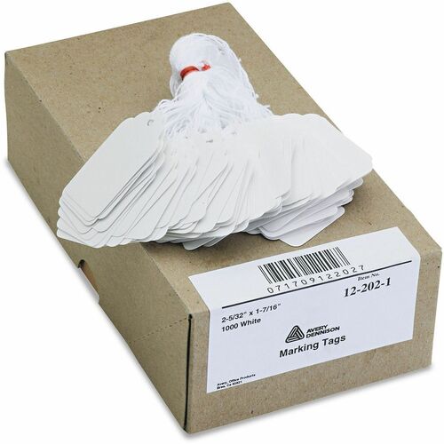 Marking Tags, Strung, 2-5/32"x1-7/16", White 1000/BX