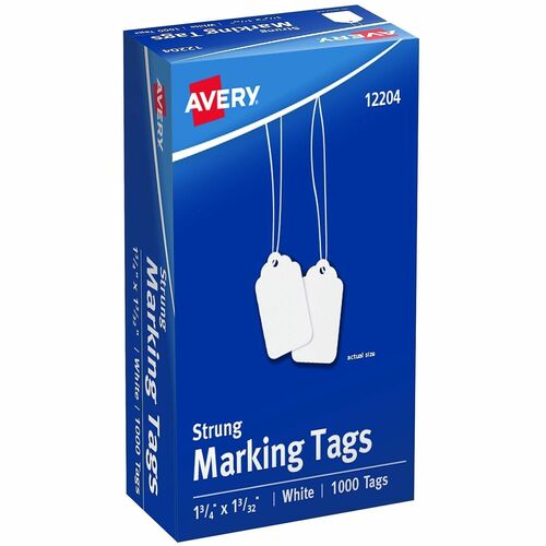 Marking Tags, Strung, 1-3/4"x1-3/32", White 1000/BX