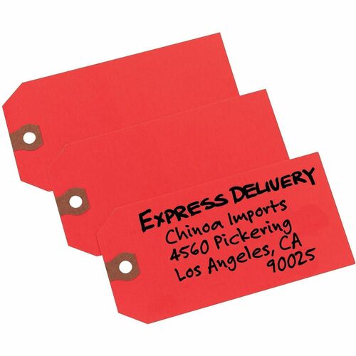 Shipping Tags, No 5, Plain, 4-3/4" x 2-3/8", Red 1000/BX