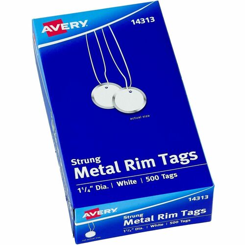 Metal Rim Tag, 1-1/4" Diameter, White 500/BX