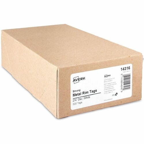 Metal Rim Tag, 2-1/4" Diameter, White 500/BX