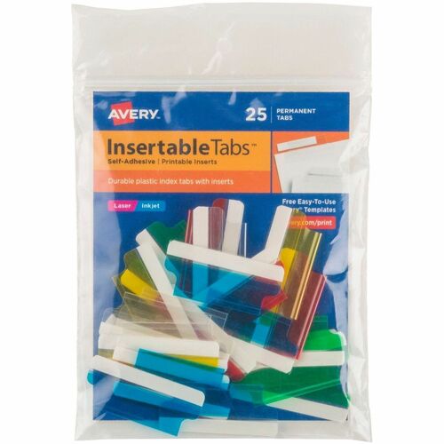 Index Tabs With Printable Inserts, 1-1/2" L, Assorted 25/PK