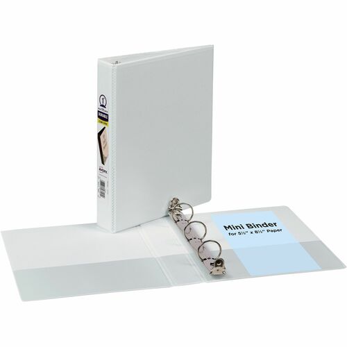 View Binder, With 2 Pockets, Mini, 1" Cap, 8-1/2" x 5-1/2", White