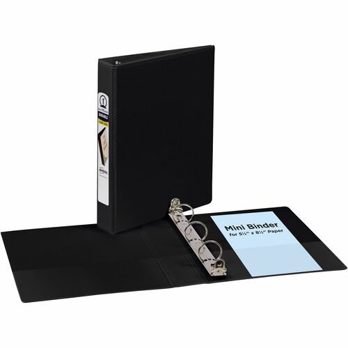 View Binder, With 2 Pockets, Mini, 1" Cap, 8-1/2" x 5-1/2", Black