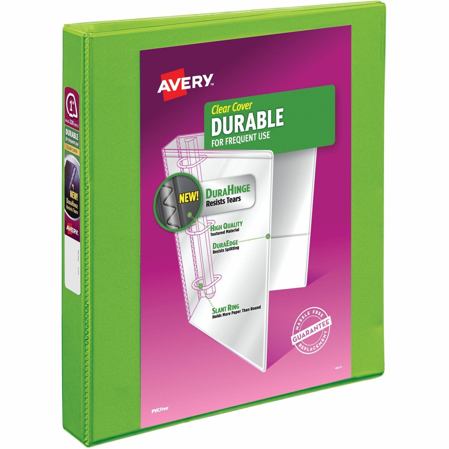 View Binder, Slant Ring, DuraHinge, 1" Cap, Chartreuse 6/CT