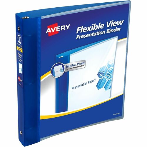 Presentation Binder, Flexible, View Pocket, 1" Cap, Blue