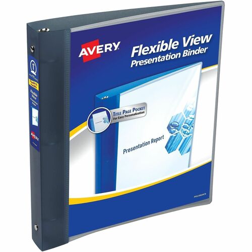 Presentation Binder, Flexible, View Pocket, 1" Cap, Gray