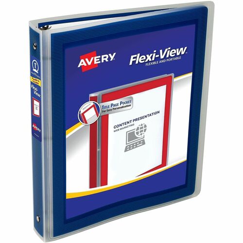 Flexi-View Binder, 1" Capacity, Letter, Round Ring, Navy