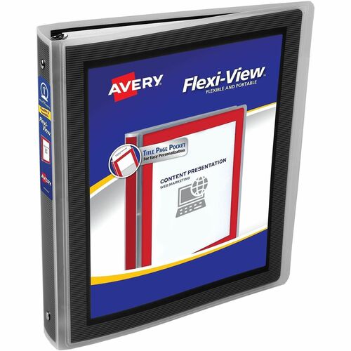 Flexi-View Binder, 1" Capacity, Letter, Round Ring, Black