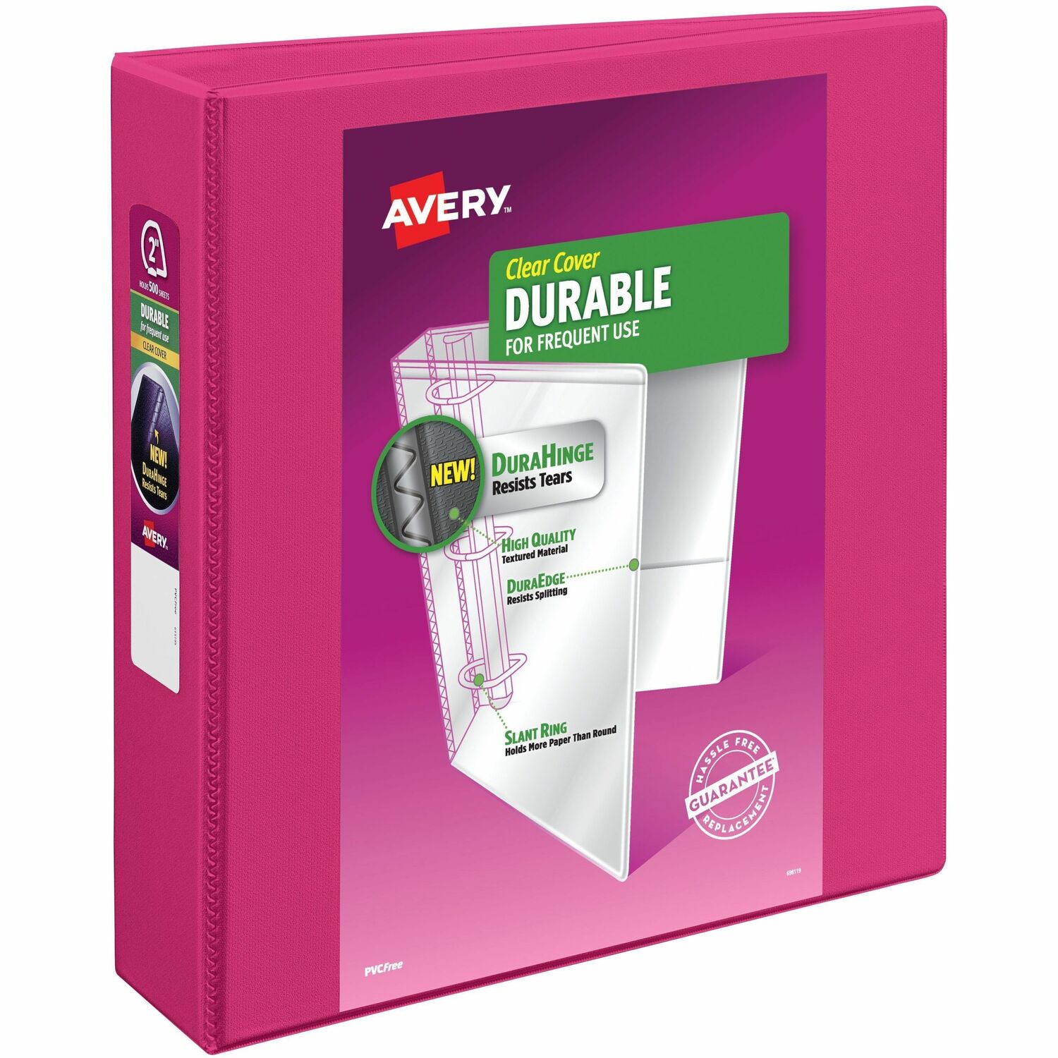 View Binder, Slant Ring, DuraHinge, 2" Cap, Pink 6/CT