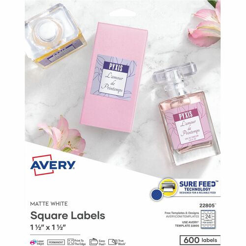 Labels, Square, Permanent, 1-1/2" x 1-1/2", WE 600/PK
