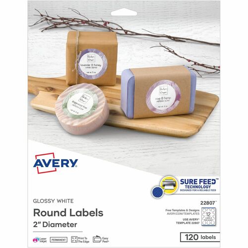 Labels, Round, 2", Glossy White 120/PK