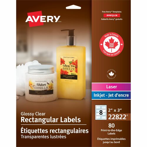 Labels, Rectangle, 2" x 3", Glossy Clear 80/PK