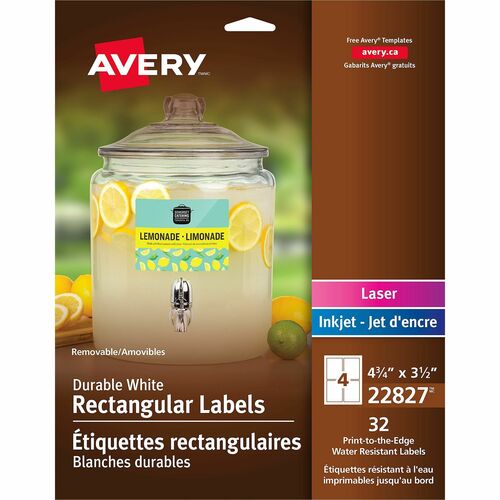 Custom Print Labels, Rectangle, 3-1/2"x4-3/4", White 32/PK