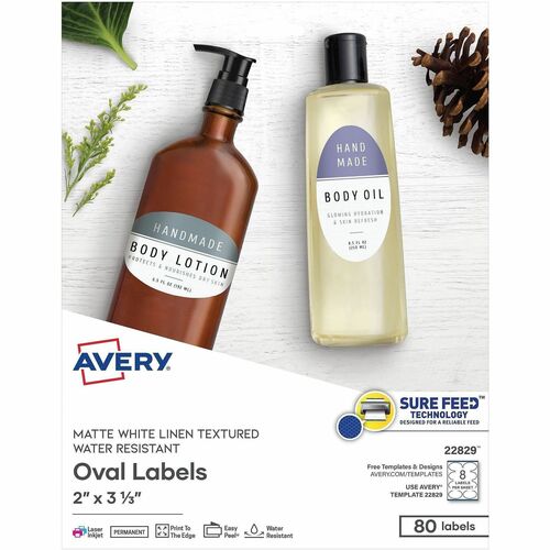 Oval Labels, 2" x 3-1/3", Matte Textured White 80/PK
