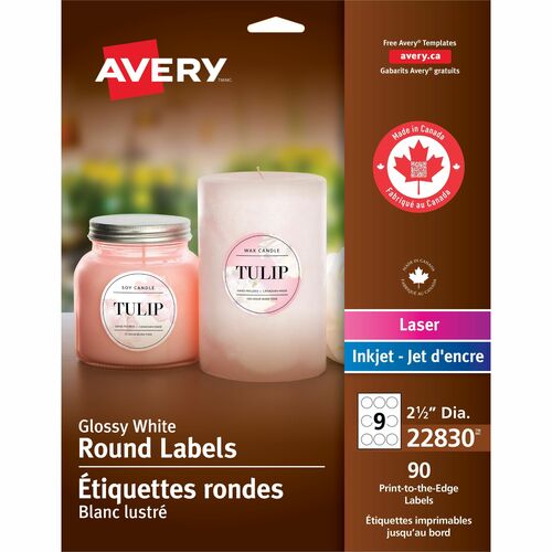 Round Labels, 2-1/2", White 90/PK