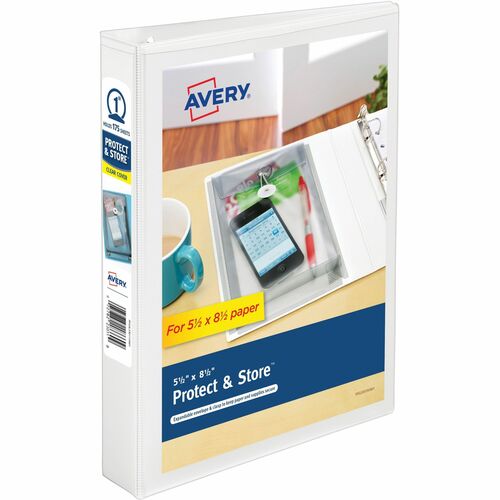View Binder, Mini, 1" Cap, For 5-1/2" x 8-1/2" Sheets, White