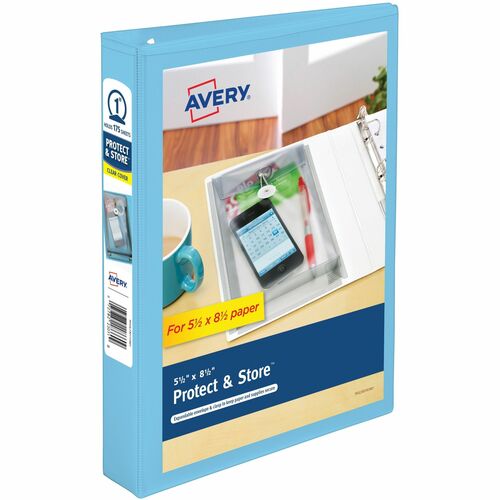 View Binder, Mini, 1" Cap, For 5-1/2" x 8-1/2" Sheets, Blue