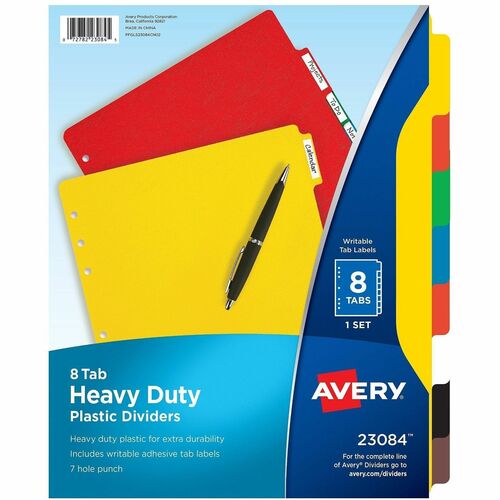Plastic Tab Dividers With Labels, 8-Tab, 11" x 8-1/2", Multicolor 8/ST