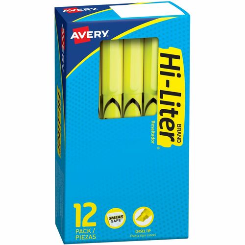 Highlighters, Pen Style, Smear Safe, Ast 12/DZ