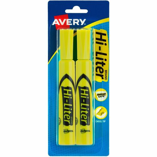 Highlighter, Chisel Point, Fluorescent Yellow 2/PK