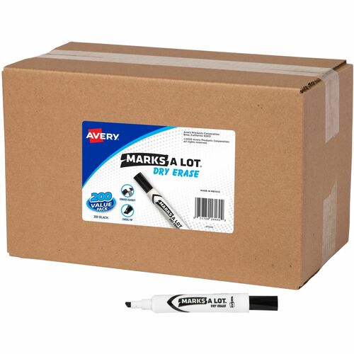 Dry-Erase Markers, Desk Style, Chisel Tip, Black Ink 200/CT