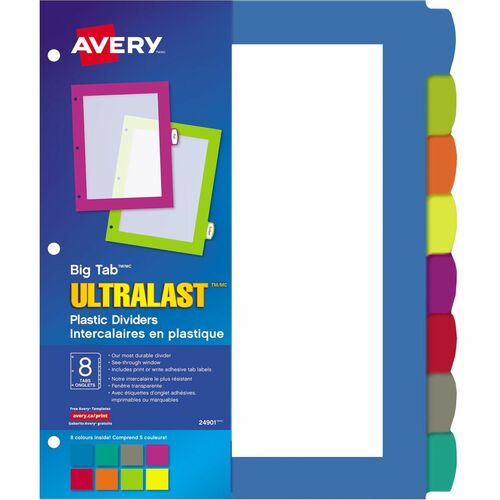 Dividers, Plastic, 8-Big Tab, Ultralast, Multi