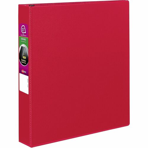 Binder with Label Holder, Slant Ring, 1-1/2" Cap, 8-1/2" x 11", Red