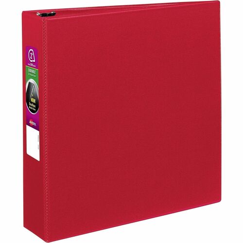 Binder with Label Holder, Slant Ring, 2" Cap, 8-1/2" x 11", Red
