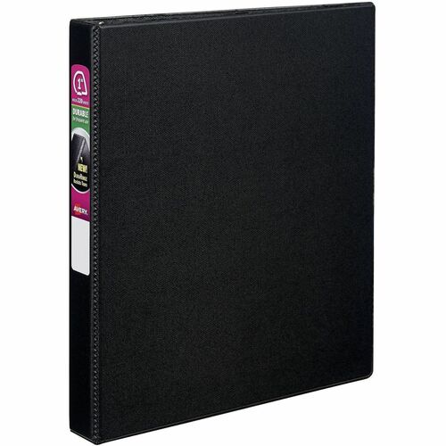 Binder w/Label Holder, Slant Ring, 1" Cap, 8-1/2" x 11", Black