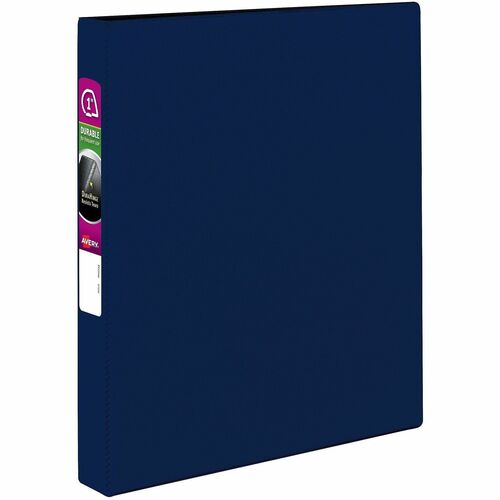 Binder with Label Holder, Slant Ring, 1" Cap, 8-1/2" x 11", Blue
