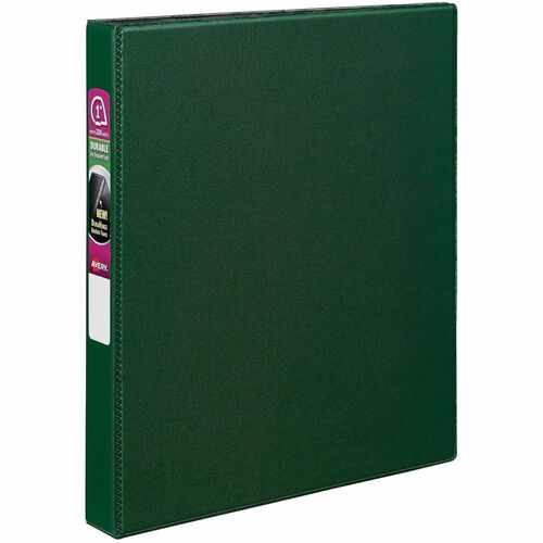 Binder With Label Holder, Slant Ring, 1" Cap, 8-1/2" x 11", Green