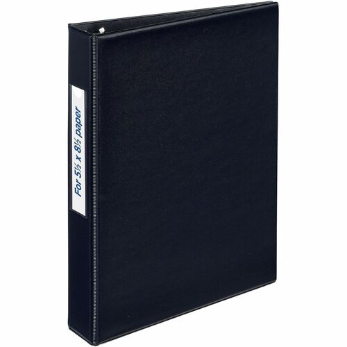 Round Ring Binder, w/ Label Holder, 1" Cap, 8-1/2" x 5-1/2", Black