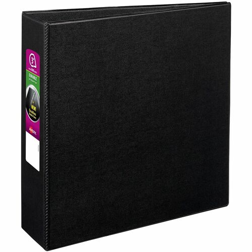 Binder w/Label Holder, Slant Ring, 3" Cap, 8-1/2"x11", Black