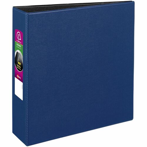 Binder With Label Holder, Slant Ring, 3" Cap, 8-1/2"x11", Blue