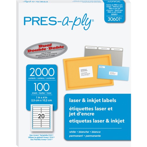 Laser Labels, Shipping, 1"x4", White 2000/BX
