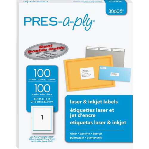 Laser Labels, Full Sheet, 8-1/2" x 11", White 100/BX