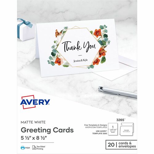 Greeting Cards, Inkjet, 5-1/2"x8-1/2", Matte White 120/BX