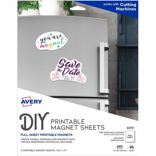 Magnet Sheets, Printable, Inkjet, 8-1/2" x 11", Matte White 5/PK