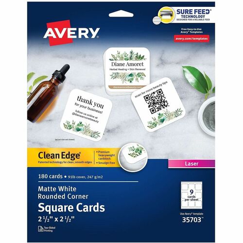 Cards, Rounded Corners, Laser 2-1/2" x 2-1/2", We 180/PK