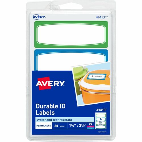 Labels, TrueBlock, with Green/Beige Borders, 3-1/2" x 1-1/4", White 360/CT