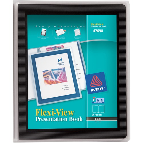 Presentation Books, 24 Pages, 8-1/2" x 11", Black Framed Cover