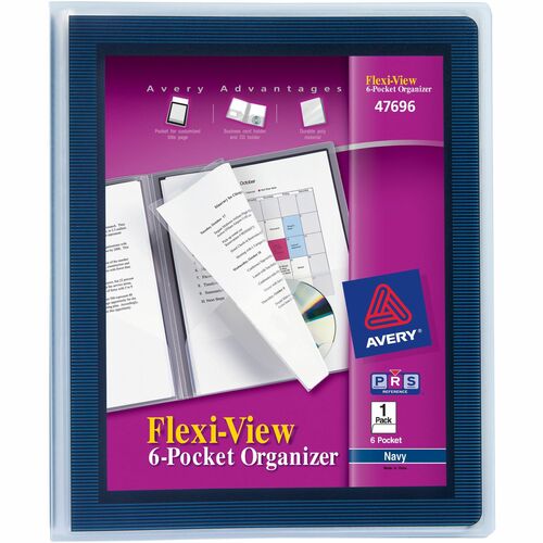 6-Pocket Poly Organizer, Letter, 150 Sheet Capacity, Navy/Blue