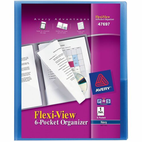 Organizer with CD Holder, 6 Pockets, Poly, Letter-Size, AST 24/CT