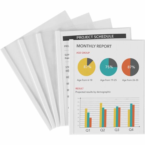 Sliding Bar Report Covers, 20 Sheet Capacity, Clear White Bar 50/BX