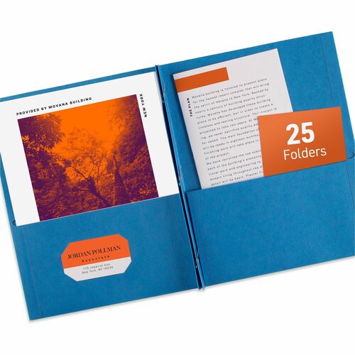 2-Pocket Folder with 3-Prong Fastener, Letter, 20 Sheet Capacity, LBE 25/BX