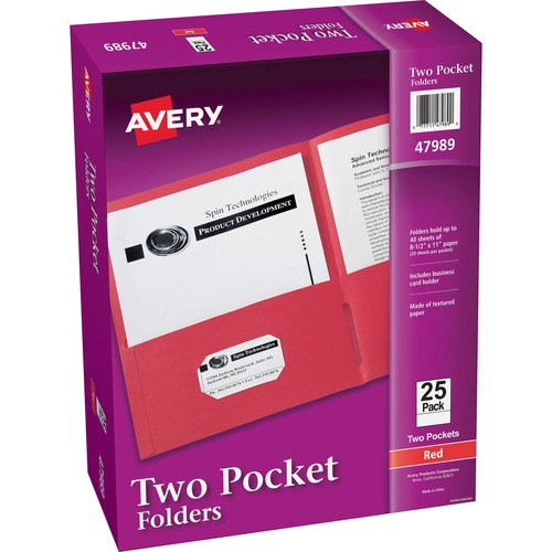 2-Pocket Folder, Letter-Size, 20 Sheet/Pocket, Red 25/BX